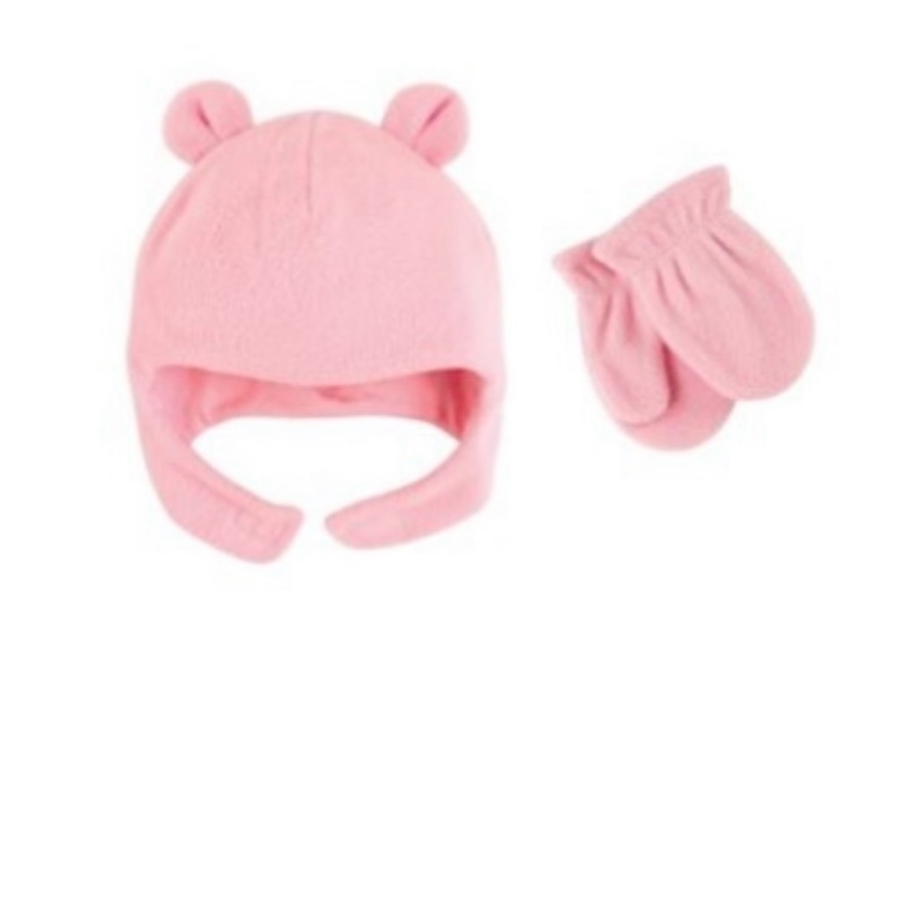 Adorable Pink Baby Hat and Mittens Set